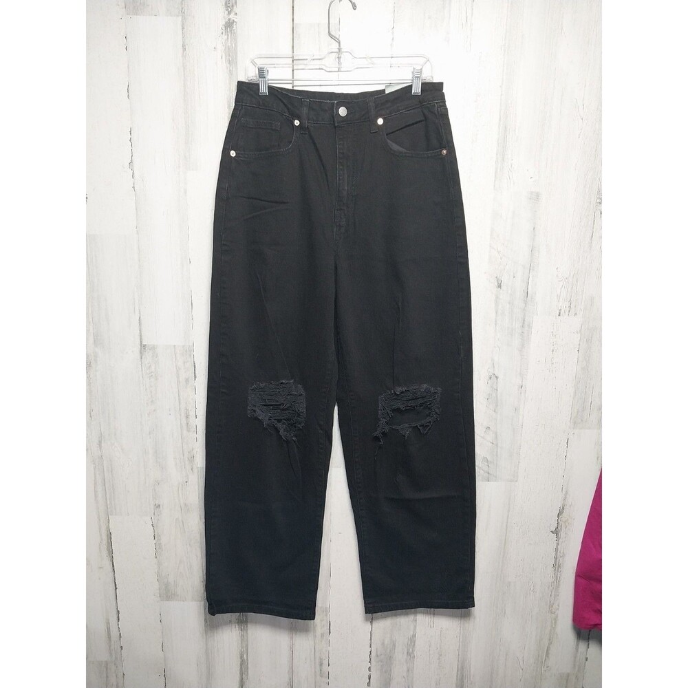 NEW Wild Fable Women's Distressed Baggy Jean Highest Rise Black Denim Size 10/30